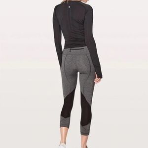 Lululemon pace rival crop leggings, gray and black crop leggings, barely worn